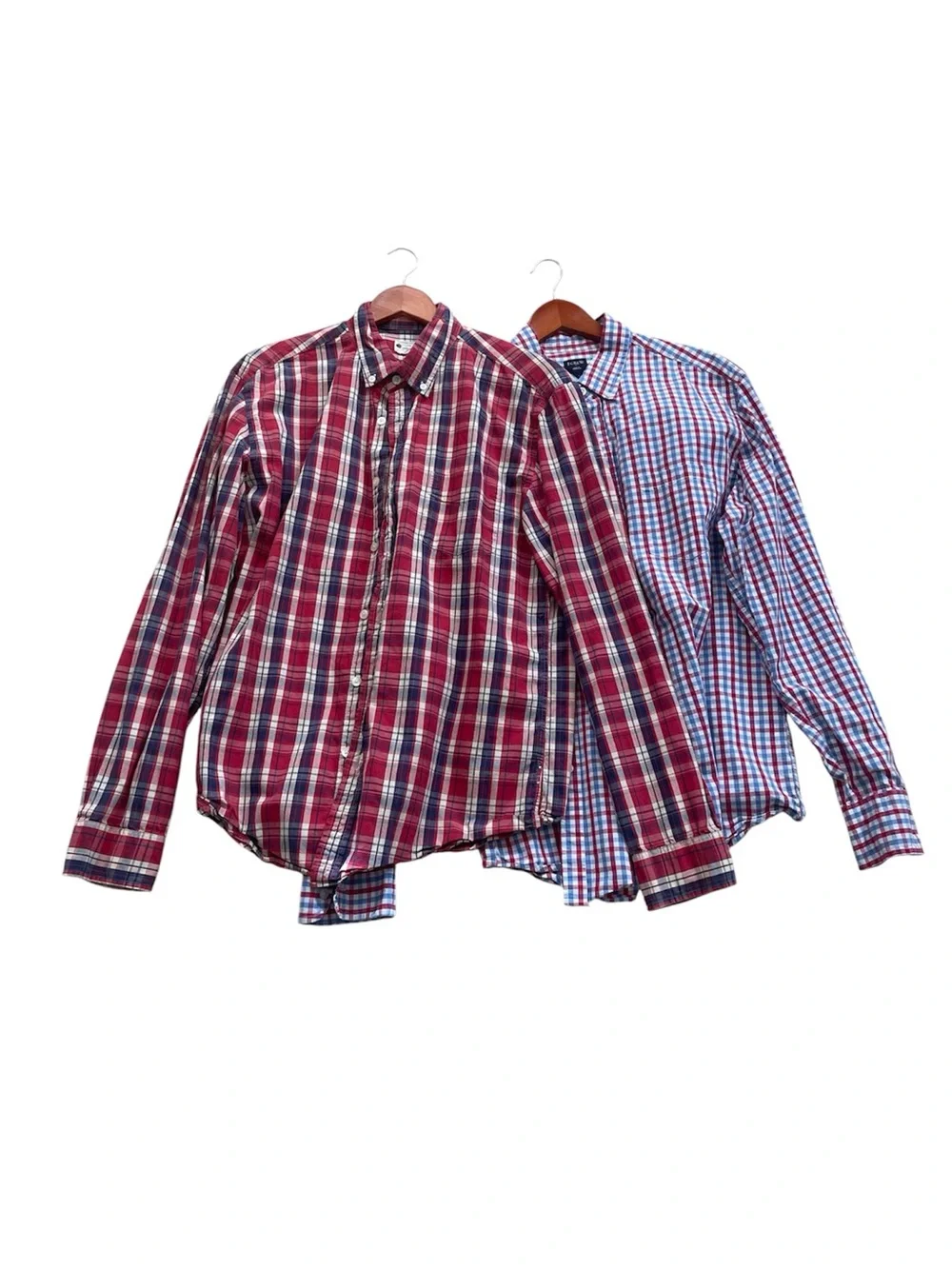 J. Crew Men's Plaid Button-Down Shirt Duo - Red & Blue